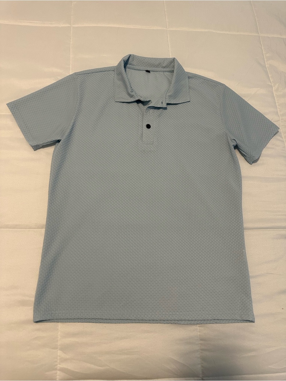 Men's Light Blue Textured Polo Shirt